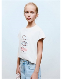 Детская футболка с принтом из хлопка Mango