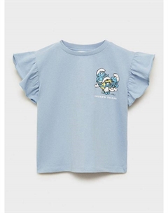 Детская футболка с принтом смурфиков из хлопка, Medium Blue Mango