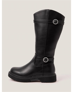 Детские ботинки до колена с пряжками и стразами, Black Monsoon