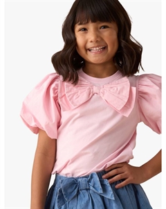Детский топ с пышными рукавами и бантом, Pink Angel & rocket