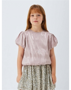 Детский топ с пышными рукавами и пузырьковым подолом, Pink John lewis