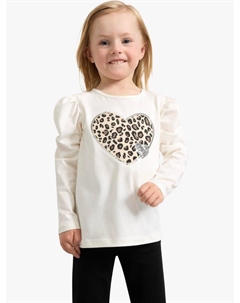 Детский топ с аппликацией в виде леопардового сердца, Dusty White Lindex
