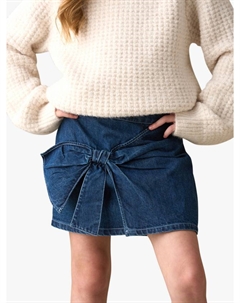 Детская джинсовая юбка-трапеция с бантом, Blue Angel & rocket