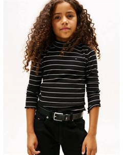 Детская футболка с длинным рукавом из хлопка в полоску, Black Tommy hilfiger