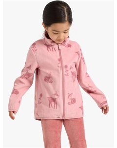 Детская флисовая кофта с молнией и принтом цветов и оленей, Dusty Pink Lindex