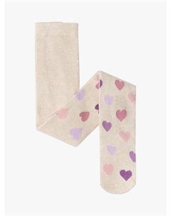 Детские колготки с принтом в виде сердечек, Beige/Multi Lindex