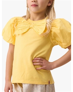 Детский топ с пышными рукавами и бантом, Yellow Angel & rocket
