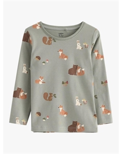 Детская кофта с длинным рукавом из хлопковой смеси с принтом животных, Light Dusty Green Lindex