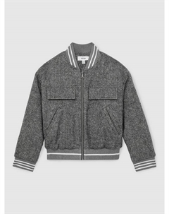 Детская куртка-бомбер Tahlia из шерстяной смеси в ёлочку, Grey Reiss