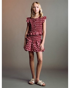 Детская мини-юбка с рюшами и сборками, Medium Red Mango