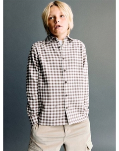 Детская рубашка Raul из чистого хлопка с длинным рукавом в клетку, Brown Mango