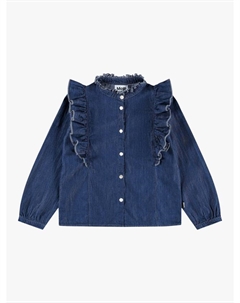 Детская рубашка Raphaella с манжетами и рюшами из денима, Washed Blue Molo