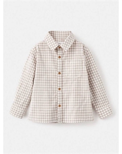 Детская клетчатая рубашка Canigo с длинными рукавами из хлопка, Pastel Brown Mango