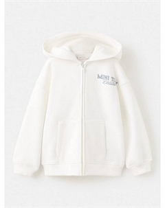 Детская хлопковая худи с молнией и логотипом, Natural White Mango