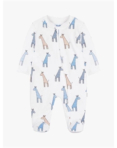 Детский комбинезон-слип с жирафом на молнии из хлопка, Blue Jojo maman bébé