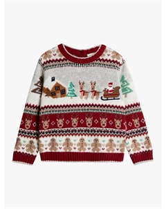 Детский свитер с рождественским узором Fair Isle, Burgundy Jojo maman bébé
