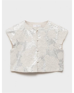 Детский жилет Luz с пайетками и цветочной вышивкой, Light Pastel Grey Mango