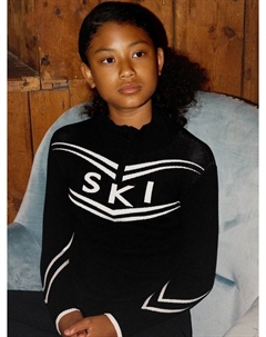 Детская лыжная кофта с четвертью молнией, Black The little tailor