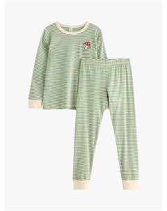 Детский пижамный комплект в полоску с грибочками, Light Khaki Lindex