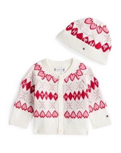 Детский комплект кардиган и шапочка в стиле фэр-айл, Ivory Silk Tommy hilfiger
