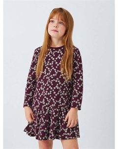Детское платье-сарафан из джерси с цветочным принтом, Berry, Blue John lewis
