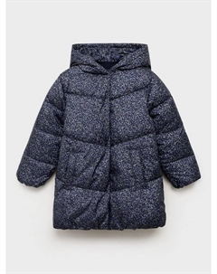 Детское стёганое пальто Anna с капюшоном, Dark Blue Mango