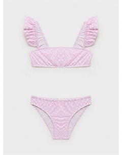 Детский бикини с цветочным принтом и рюшами, Pink Mango