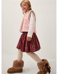 Детский жилет с цветочной вышивкой из замши, Pink Monsoon