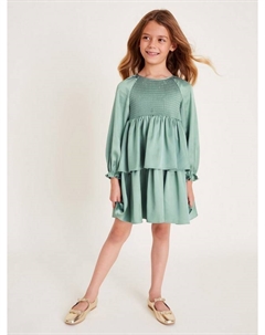 Детское платье из сатина со сборкой, Green Monsoon