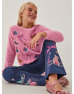 Детский рождественский свитер с аппликацией и ворсом, Pink Monsoon