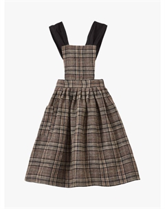 Детское платье-сарафан Peppermint в клетку, Brown/Multi Caramel