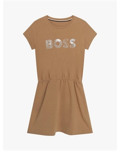 BOSS Kids' логотип короткий рукав джерси платье, Chocolate Hugo boss
