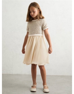 Детское платье с пайетками с короткими рукавами Bee, Champagne Reiss