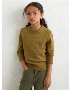 Детский джемпер Anya из кашемировой смеси с ажурной вязкой, Khaki Green Reiss