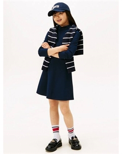 Детское платье-трапеция с длинными рукавами, Dark Night Navy Tommy hilfiger