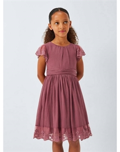 Детское платье для праздника из шифона с цветочным кружевом, Pink John lewis heirloom collection