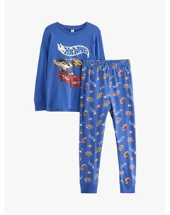 Детский хлопковый комплект пижамы Hot Wheels с длинными рукавами, Blue Lindex