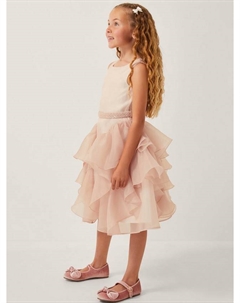 Детское платье для праздника Joanie с рюшами из органзы, Pink Monsoon