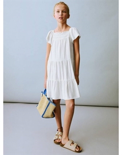 Детское платье Savana с ярусами, White Mango