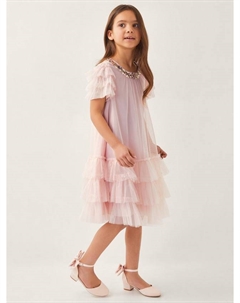 Детское платье Alexandria с ярусами, Pale Pink Monsoon