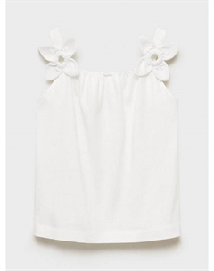 Детский топ с цветочным декором из хлопка, Natural White Mango