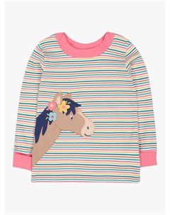 Детская хлопковая блузка с длинными рукавами на пуговицах, Multi Stripe/Horse Frugi