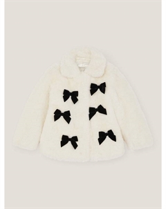 Детское пальто с искусственным мехом и бантом, Cream Monsoon