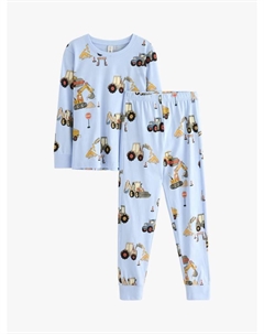 Детский хлопковый комплект пижамы с длинными рукавами и принтом грузовика, Light Blue Lindex