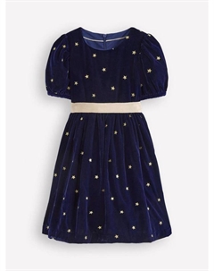 Детское бархатное платье миди с коротким рукавом и звездами Mini boden