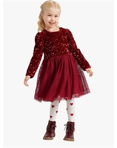 Детское бархатное платье с пайетками Fit & Flare, Dark Dusty Red Lindex