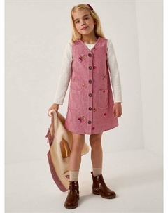 Детское платье-сарафан из вельвета с вышивкой, Pink Monsoon