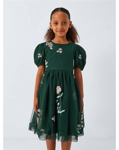 Детское платье для праздника с цветочной вышивкой, Dark Green John lewis heirloom collection