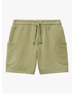 Детские хлопковые карго-шорты с кулиской, Olive Green Benetton