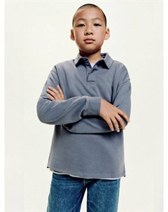 Детский хлопковый поло с длинными рукавами и воротником Mango